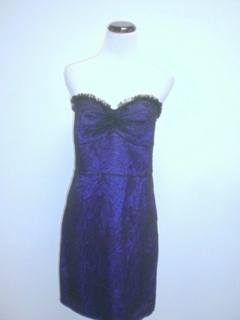 Jill Stuart Lace Party Dress Strapless Blue Black Sweetheart 12